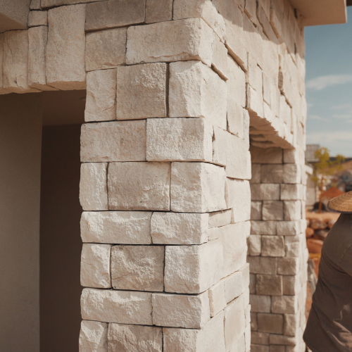 Finished custom stonework on a home exterior in St. George, Utah